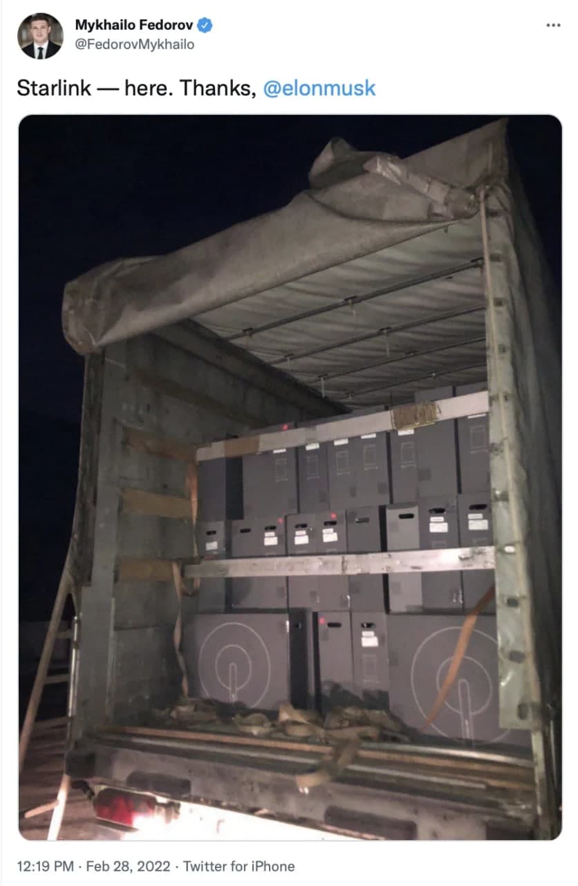 ایلان ماسک به وعده خود عمل کرد | ارسال ترمینالهای استارلینک برای اوکراین ایلان ماسک به وعده خود عمل کرد | ارسال ترمینالهای استارلینک برای اوکراین