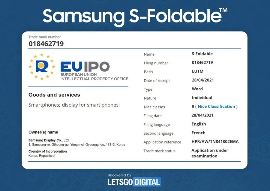 سامسونگ دیسپلی نماد تجاری نمایشگر S-Foldable را ثبت کرد