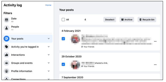 نحوه بایگانی کردن پست های فیسبوک بدون حذف آنها