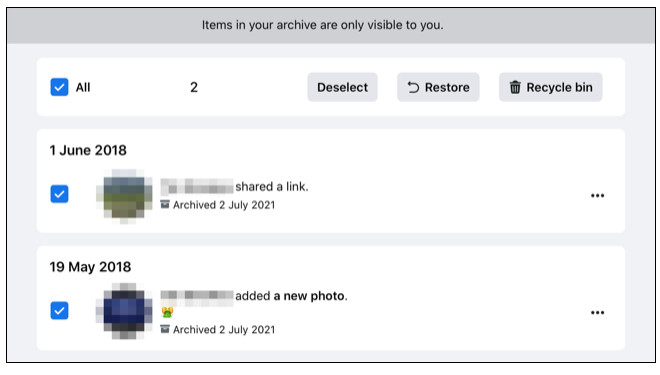 نحوه بایگانی کردن پست های فیسبوک بدون حذف آنها