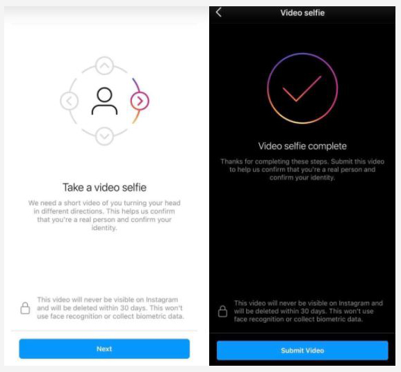 اینستاگرام استفاده از ویدیوهای سلفی برای احراز هویت را آغاز کرد