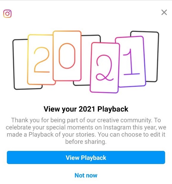 اینستاگرام با ویژگی‌ Playback خاطره استوری‌های سال ۲۰۲۱ را زنده می‌کند