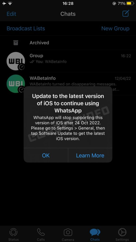 واتس آپ به پشتیبانی از iOS 10 و iOS 11 پایان می‌دهد