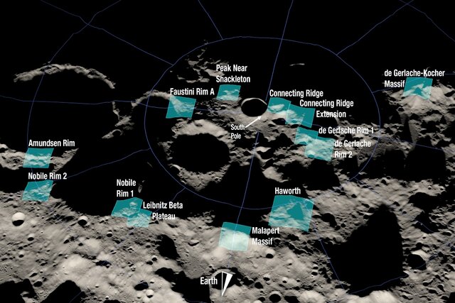 مناطق احتمالی فرود بشر روی ماه اعلام شد