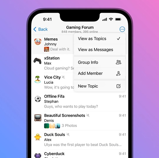 آپدیت جدید تلگرام منتشر شد؛ ایجاد «موضوع» در گروه‌ها و تبدیل پیام ویدیویی به متن