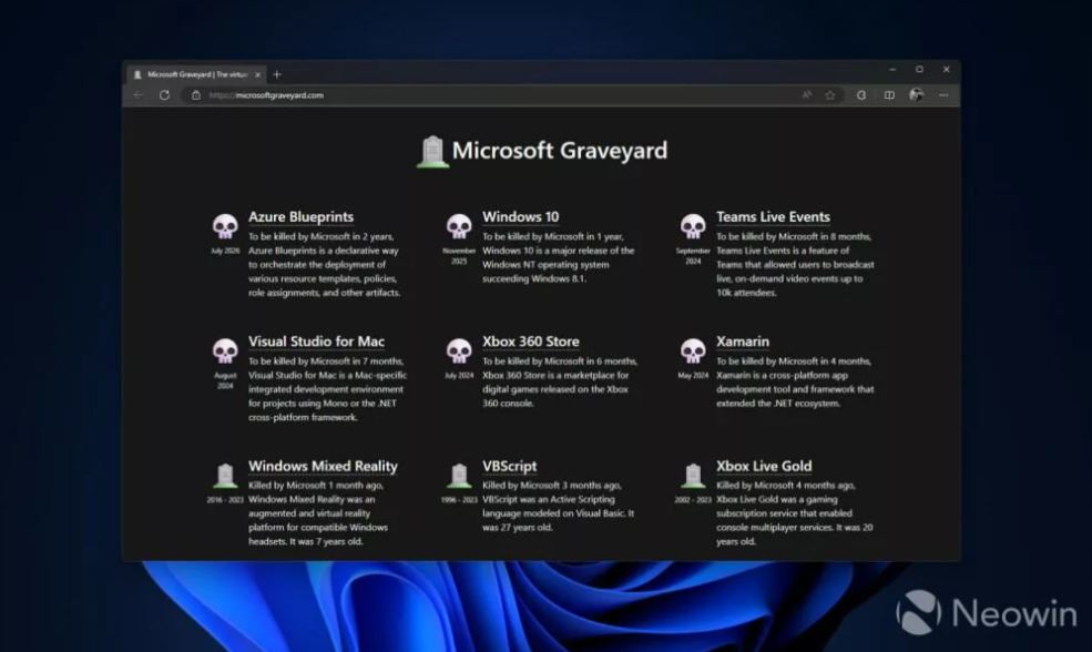 وب‌سایت Microsoft Graveyard راه‌اندازی شد؛ قبرستانی برای محصولات مایکروسافت