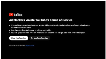 یوتیوب برای مسدودکننده‌های تبلیغات خط و نشان کشید