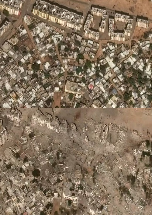 ویرانی‌های شمال نوار غزه از دید ماهواره+ عکس
