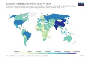 امروزه بیشتر از 50 درصد مردم دنیا دسترسی به اینترنت دارند.( عکس از: Our World in Data)
